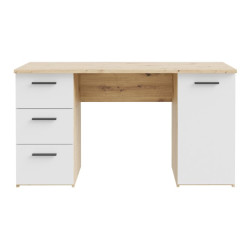 Biurko 140x60 cm z szufladami i szafką NET106 MT311 biały/dąb artisan