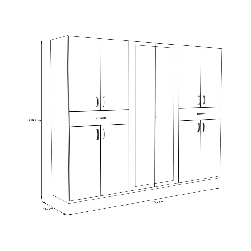 Szafa z lustrem 270 cm Serenade SNES931 biały