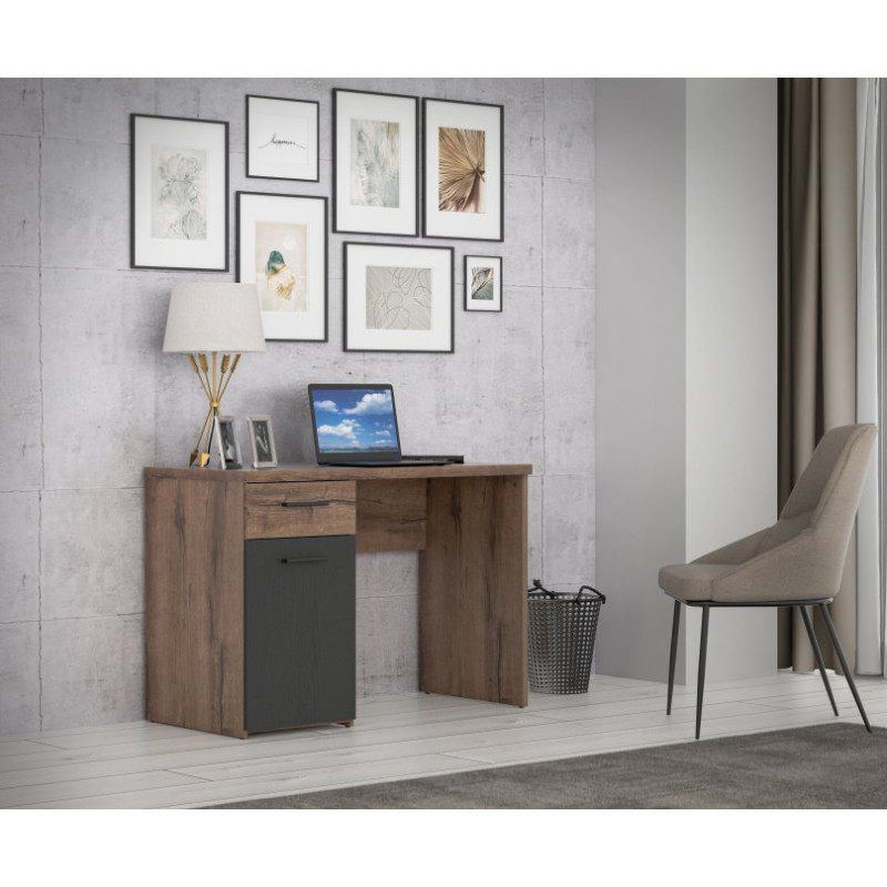 Biurko Tokio TOKB211 110x55 cm | dąb szlachetny/czarny