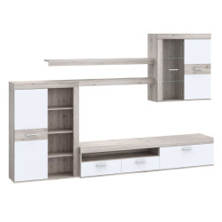 Meblościanka do salonu Zumba ZMBM01L biały/dąb piaskowy