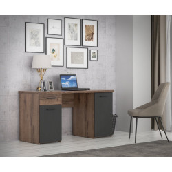 Biurko Tokio TOKB221 145x55 cm | dąb szlachetny/czarny