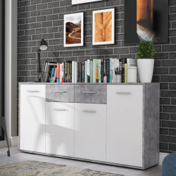 Komoda z szufladami 165 cm Antuza NTU241 biały/beton jasnoszary