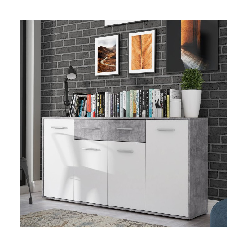 Komoda z szufladami 165 cm Antuza NTU241 biały/beton jasnoszary