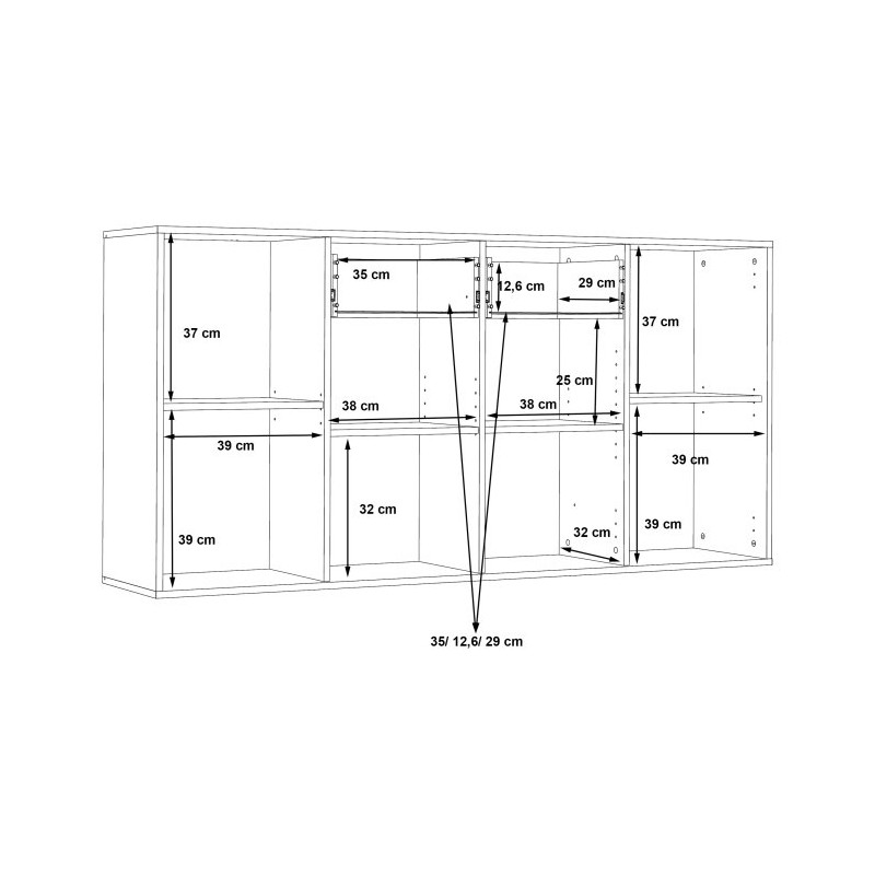 Komoda z szufladami 165 cm Antuza NTU241 dąb artisan/czarny