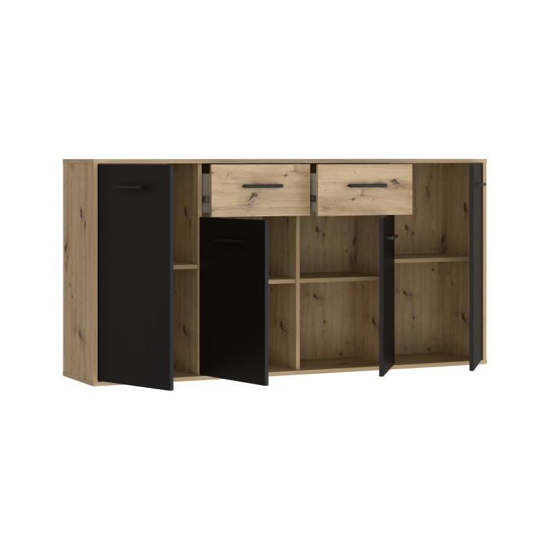 Komoda z szufladami 165 cm Antuza NTU241 dąb artisan/czarny