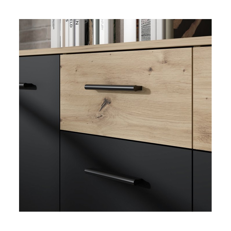Komoda z szufladami 165 cm Antuza NTU241 dąb artisan/czarny