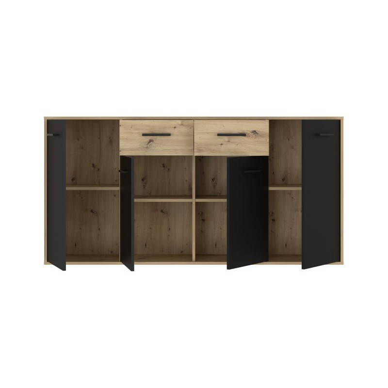 Komoda z szufladami 165 cm Antuza NTU241 dąb artisan/czarny