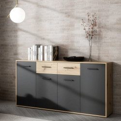 Komoda z szufladami 165 cm Antuza NTU241 dąb artisan/czarny