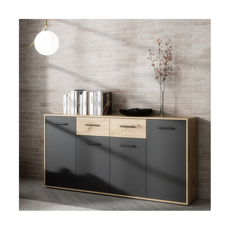 Komoda z szufladami 165 cm Antuza NTU241 dąb artisan/czarny