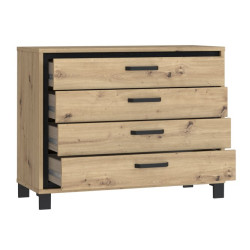 Komoda z 4 szufladami Trondheim TDHK211 dąb artisan/dąb czarny