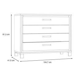 Komoda z 4 szufladami Trondheim TDHK211 dąb artisan/dąb czarny