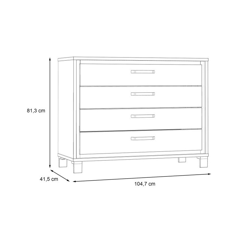 Komoda z 4 szufladami Trondheim TDHK211 dąb artisan/dąb czarny