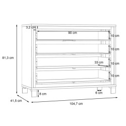 Komoda z 4 szufladami Trondheim TDHK211 dąb artisan/dąb czarny