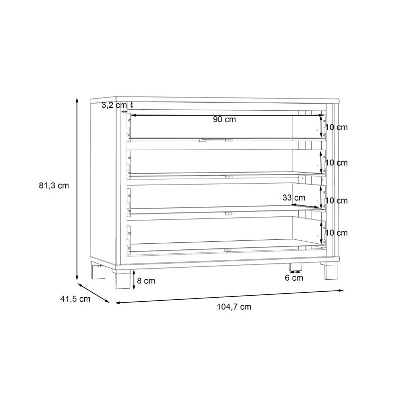 Komoda z 4 szufladami Trondheim TDHK211 dąb artisan/dąb czarny
