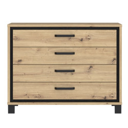 Komoda z 4 szufladami Trondheim TDHK211 dąb artisan/dąb czarny