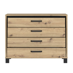 Komoda z 4 szufladami Trondheim TDHK211 dąb artisan/dąb czarny