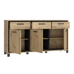 Komoda loft 180 cm Trondheim TDHK236 dąb artisan/dąb czarny