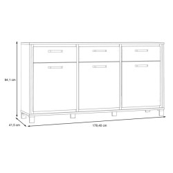 Komoda loft 180 cm Trondheim TDHK236 dąb artisan/dąb czarny