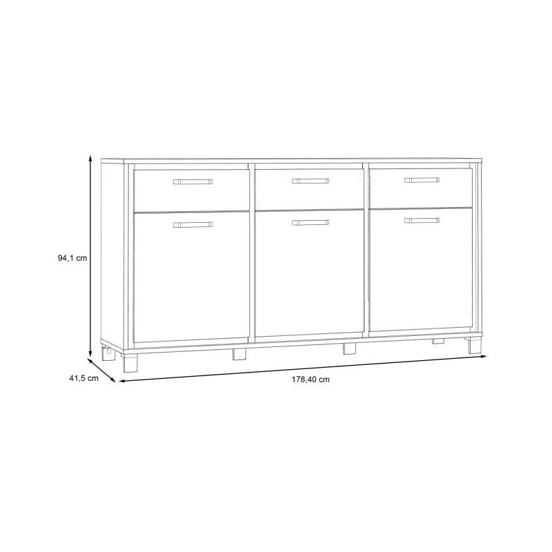Komoda loft 180 cm Trondheim TDHK236 dąb artisan/dąb czarny