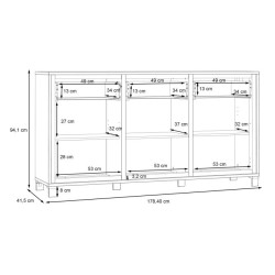 Komoda loft 180 cm Trondheim TDHK236 dąb artisan/dąb czarny