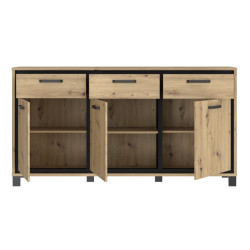 Komoda loft 180 cm Trondheim TDHK236 dąb artisan/dąb czarny