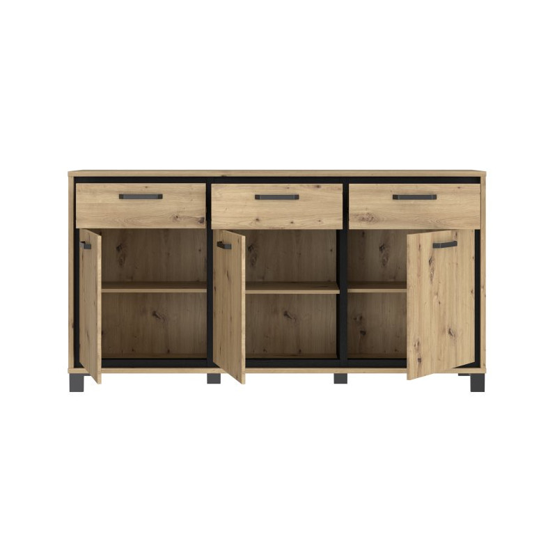 Komoda loft 180 cm Trondheim TDHK236 dąb artisan/dąb czarny