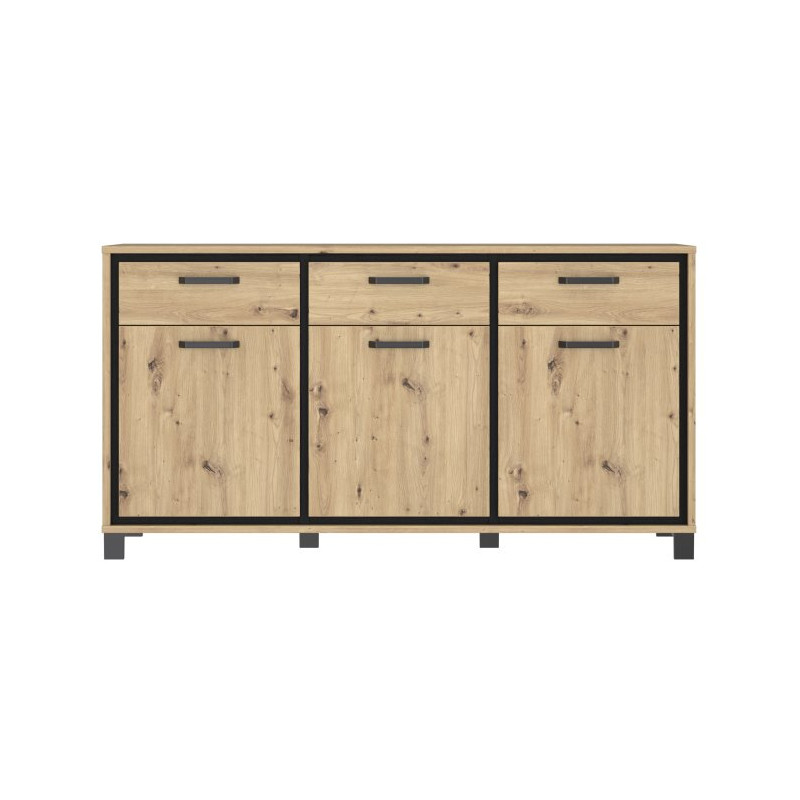 Komoda loft 180 cm Trondheim TDHK236 dąb artisan/dąb czarny