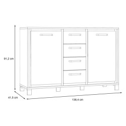 Komoda loft 140 cm Trondheim TDHK233 dąb artisan/dąb czarny