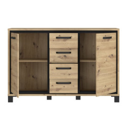 Komoda loft 140 cm Trondheim TDHK233 dąb artisan/dąb czarny