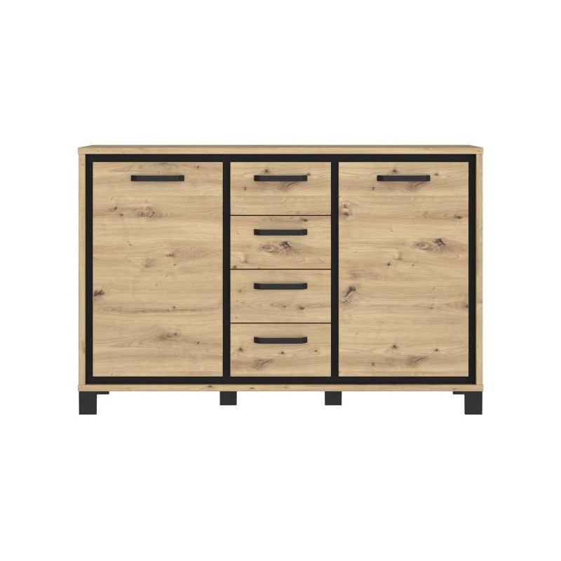 Komoda loft 140 cm Trondheim TDHK233 dąb artisan/dąb czarny