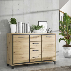 Komoda loft 140 cm Trondheim TDHK233 dąb artisan/dąb czarny