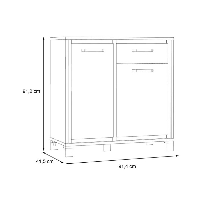 Komoda loft 90 cm z szufladą Trondheim TDHK222 dąb artisan/dąb czarny