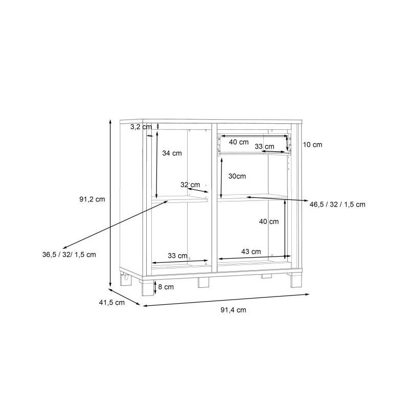 Komoda loft 90 cm z szufladą Trondheim TDHK222 dąb artisan/dąb czarny