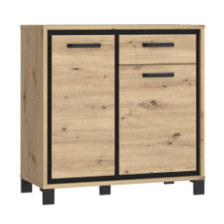 Komoda loft 90 cm z szufladą Trondheim TDHK222 dąb artisan/dąb czarny