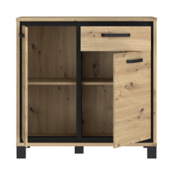 Komoda loft 90 cm z szufladą Trondheim TDHK222 dąb artisan/dąb czarny