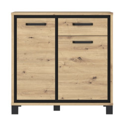 Komoda loft 90 cm z szufladą Trondheim TDHK222 dąb artisan/dąb czarny