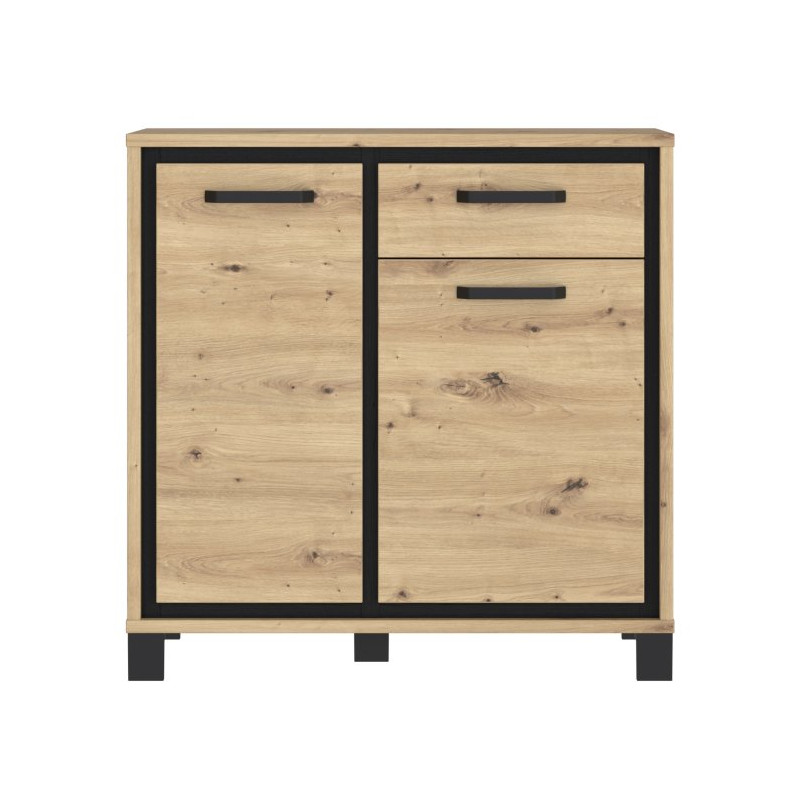 Komoda loft 90 cm z szufladą Trondheim TDHK222 dąb artisan/dąb czarny