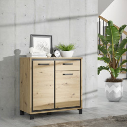 Komoda loft 90 cm z szufladą Trondheim TDHK222 dąb artisan/dąb czarny