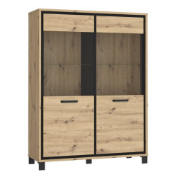 Witryna 120 cm Trondheim TDHV623 dąb artisan/dąb czarny