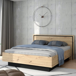 Łóżko dwuosobowe 160x200 cm Trondheim TDHL1162 dąb artisan/dąb czarny