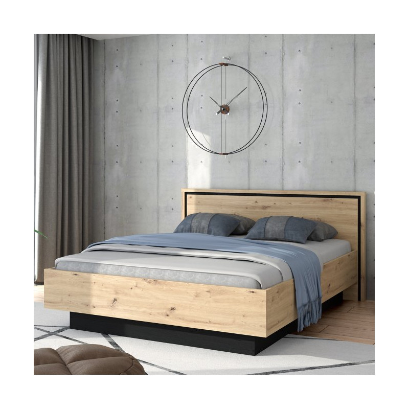 Łóżko dwuosobowe 160x200 cm Trondheim TDHL1162 dąb artisan/dąb czarny