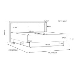 Łóżko dwuosobowe 160x200 cm Trondheim TDHL1162 dąb artisan/dąb czarny