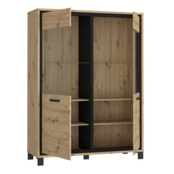 Witryna 120 cm Trondheim TDHV623 dąb artisan/dąb czarny