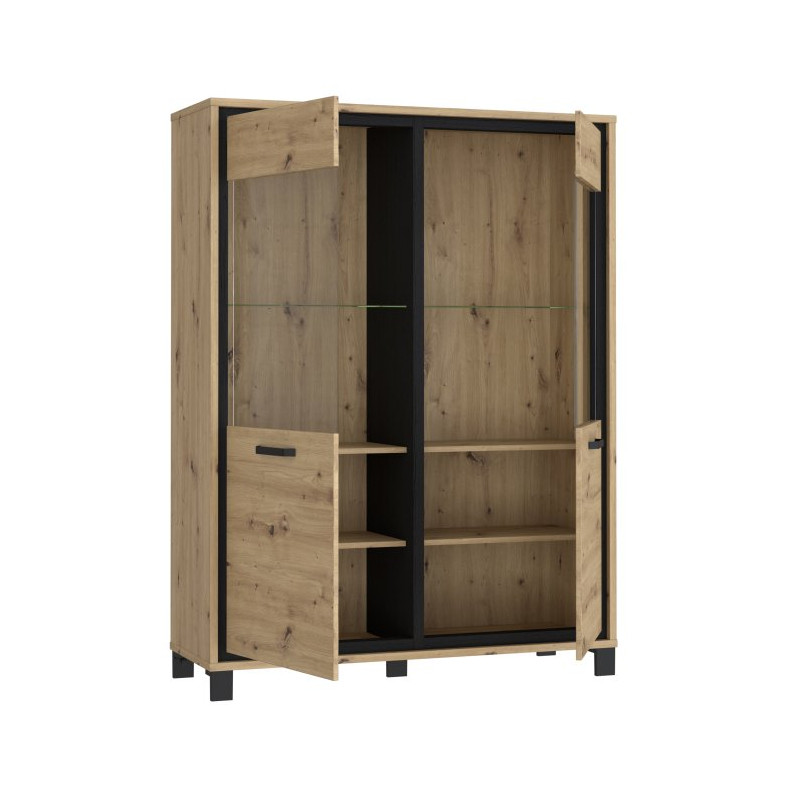 Witryna 120 cm Trondheim TDHV623 dąb artisan/dąb czarny