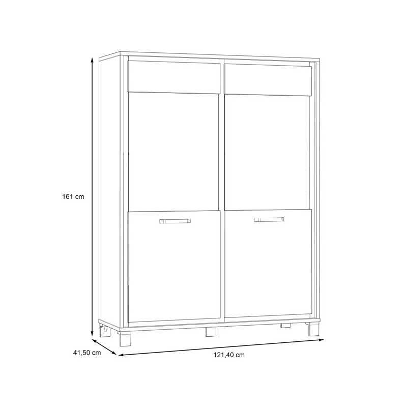 Witryna 120 cm Trondheim TDHV623 dąb artisan/dąb czarny