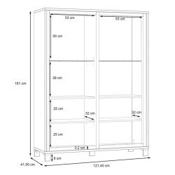 Witryna 120 cm Trondheim TDHV623 dąb artisan/dąb czarny