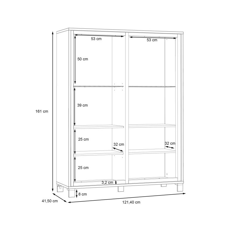 Witryna 120 cm Trondheim TDHV623 dąb artisan/dąb czarny