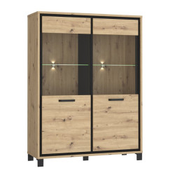 Witryna 120 cm Trondheim TDHV623 dąb artisan/dąb czarny