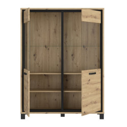 Witryna 120 cm Trondheim TDHV623 dąb artisan/dąb czarny