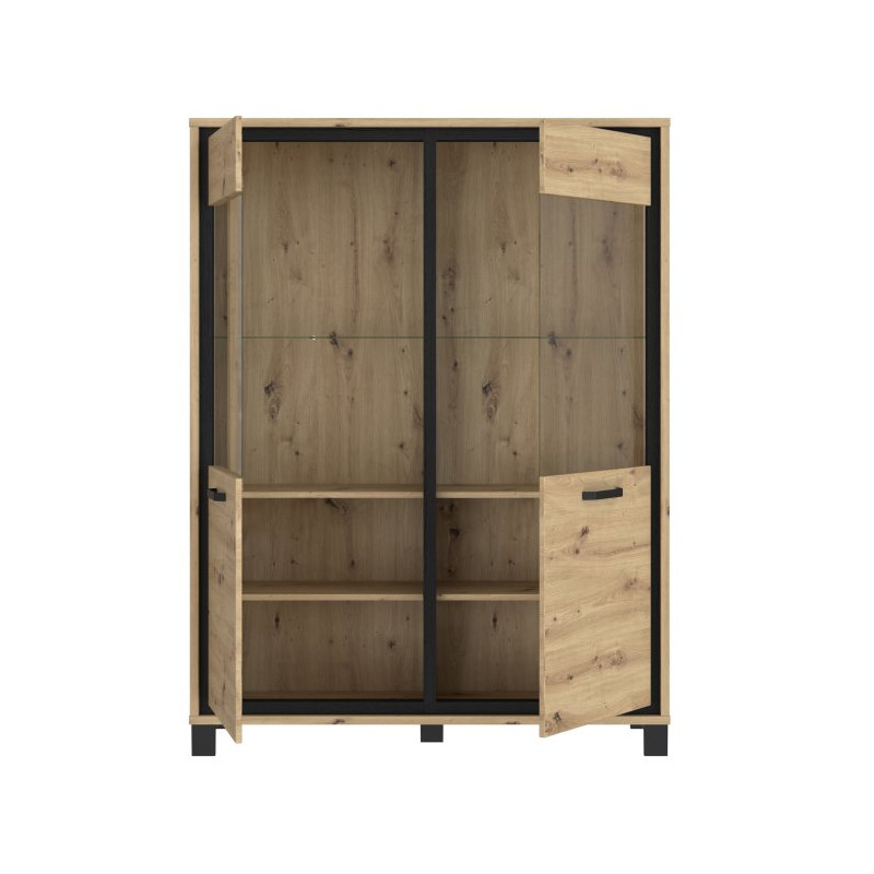 Witryna 120 cm Trondheim TDHV623 dąb artisan/dąb czarny